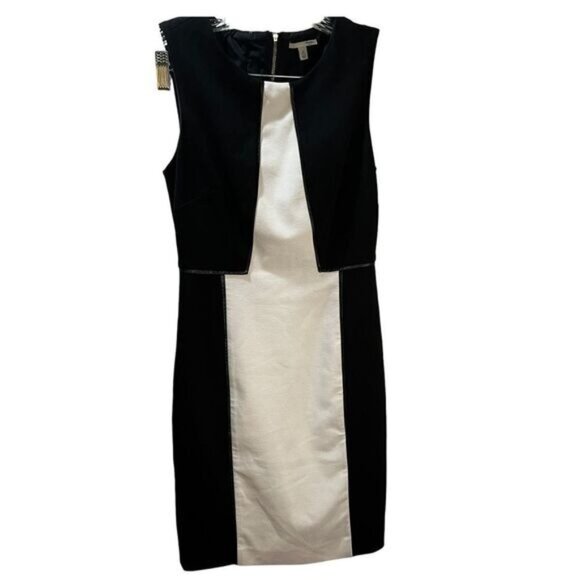 NEW Halogen Faux Leather Trim Sheath Dress | Nordstrom 0P - Picture 2 of 6